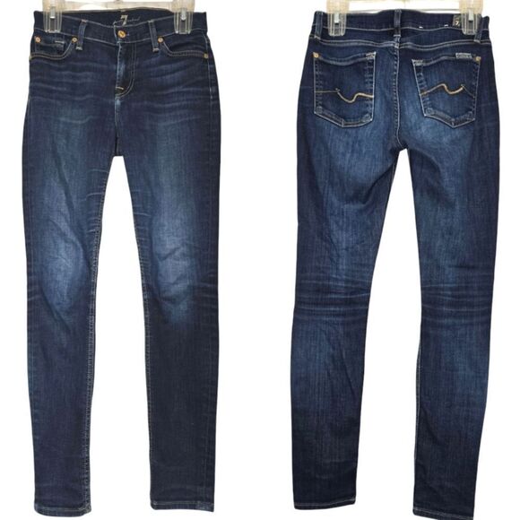 7 For All Mankind Gwenevere Skinny Jeans Dark Wash Sz 25 - Picture 2 of 15